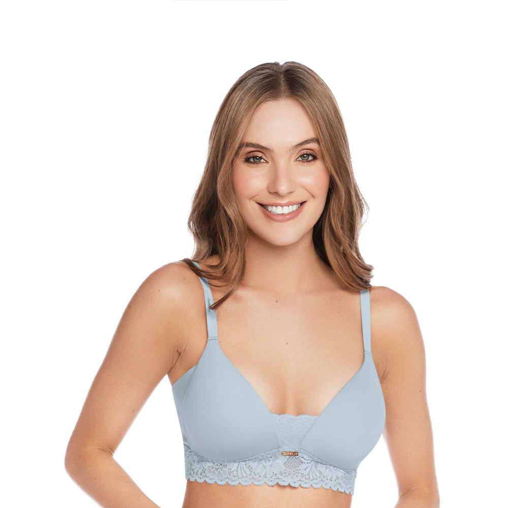 BRASIER TRIANGULAR SIN ARO CON ENCAJE EN BASE AZUL GRAFITO