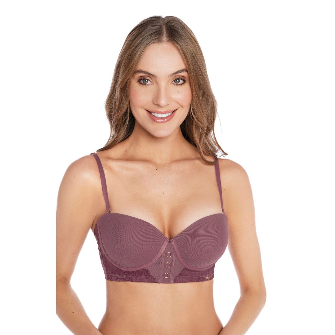 BRASIER STRAPLESS CON DISEÑO DECORATIVO EN CENTRO UVA VELVET