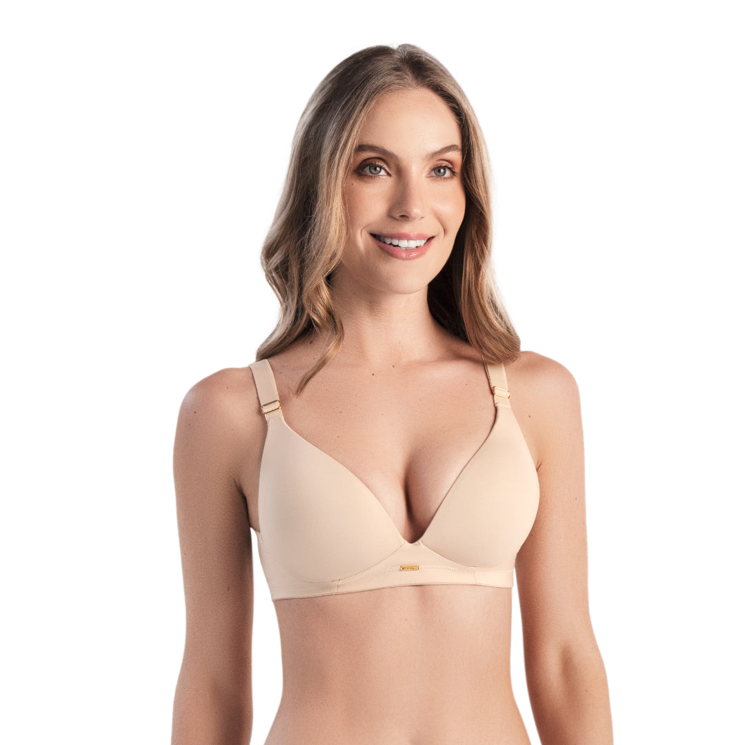 BRASIER TRIANGULAR CON CARGADERAS ANCHAS PIEL LATTE