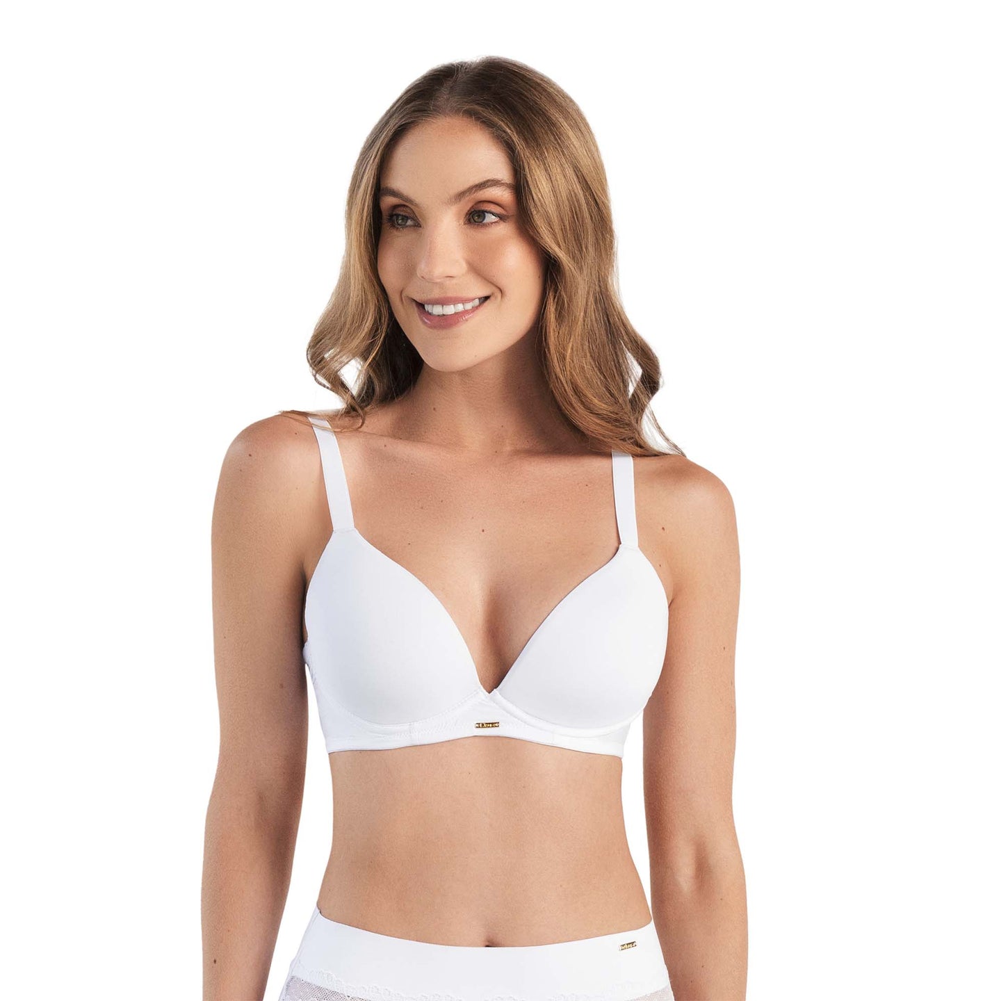 BRASIER REALCE NATURAL CON ESPALDA EN ENCAJE BLANCO