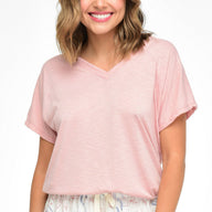 CAMISETA DE PIJAMA CON CUELLO EN V ROSA VINTAGE
