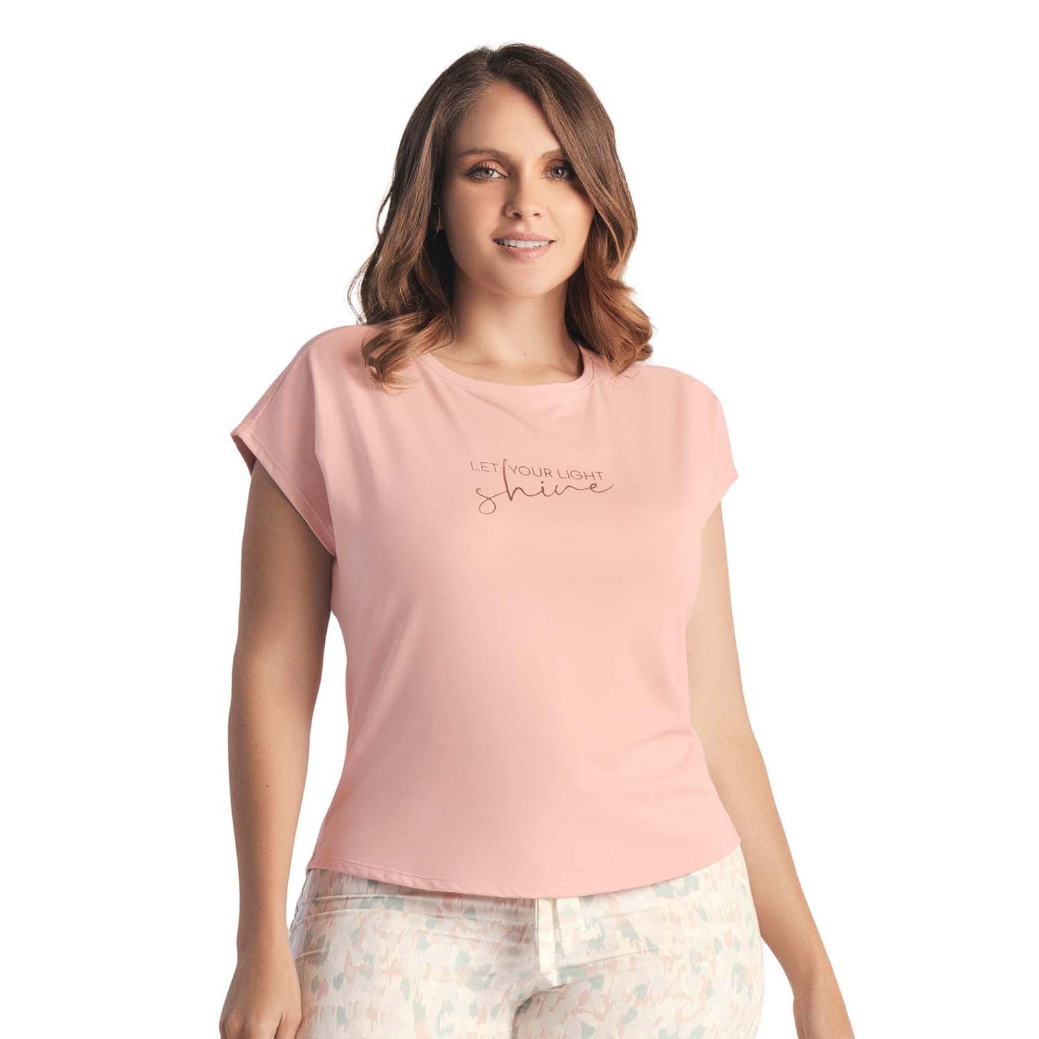 CAMISETA DE PIJAMA DE MANGA CORTA CUARZO ROSA