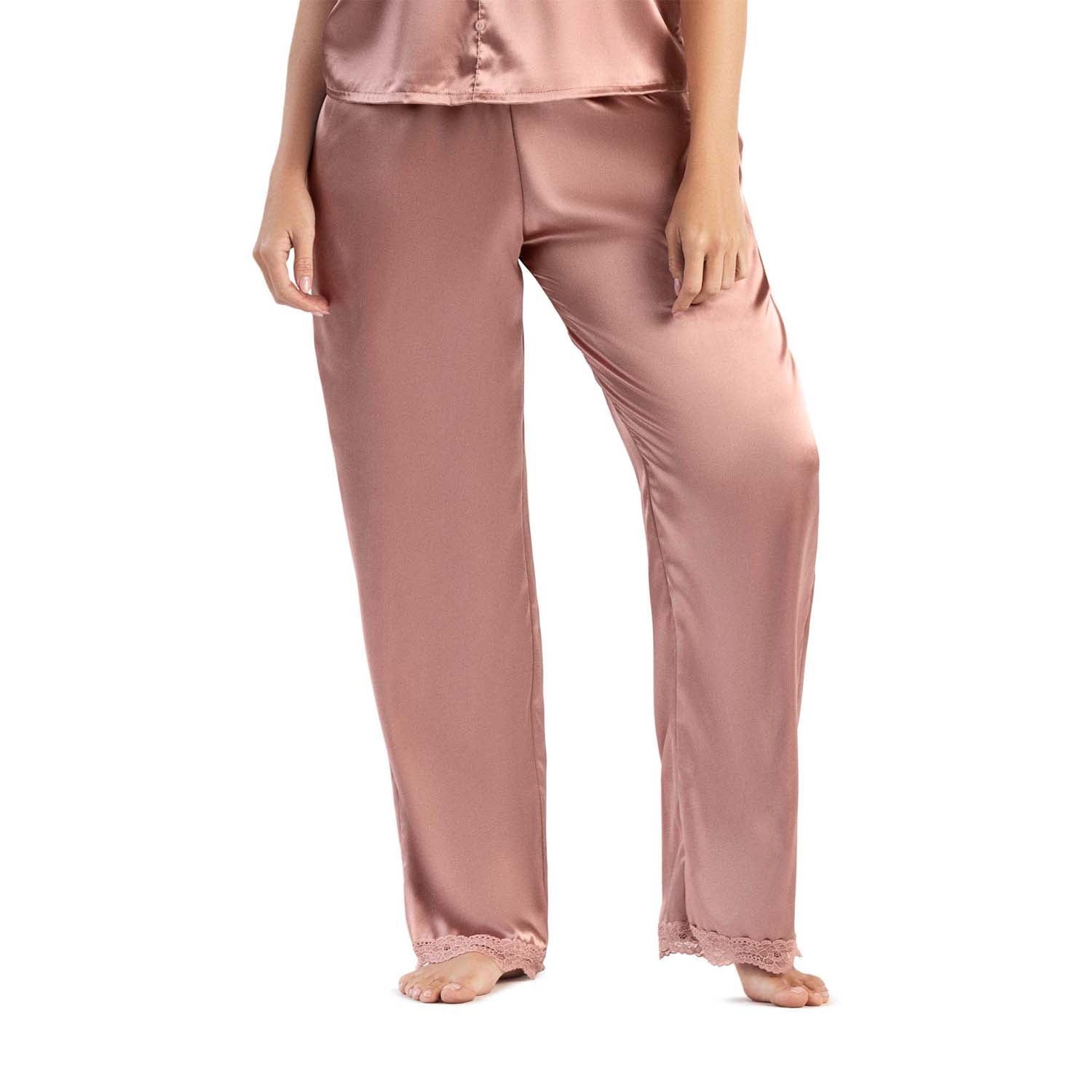PANTALÓN DE PIJAMA CON ENCAJE EN BOTA ROSA LUJO