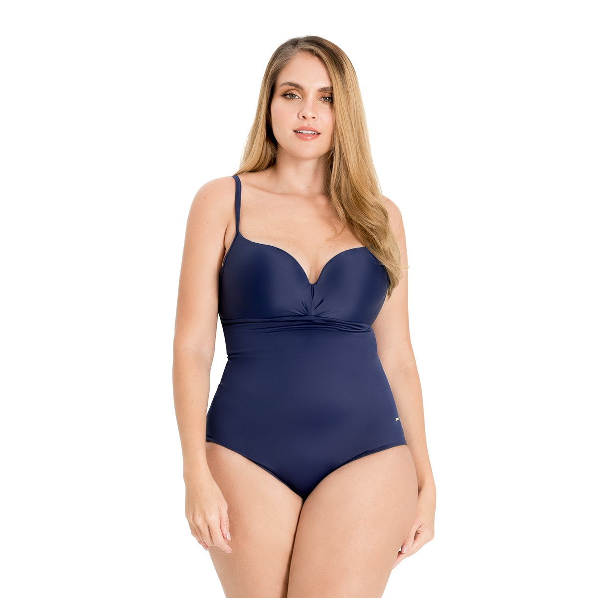 VESTIDO DE BAÑO ENTERO CON COPAS PREHORMADAS AZUL OSCURO