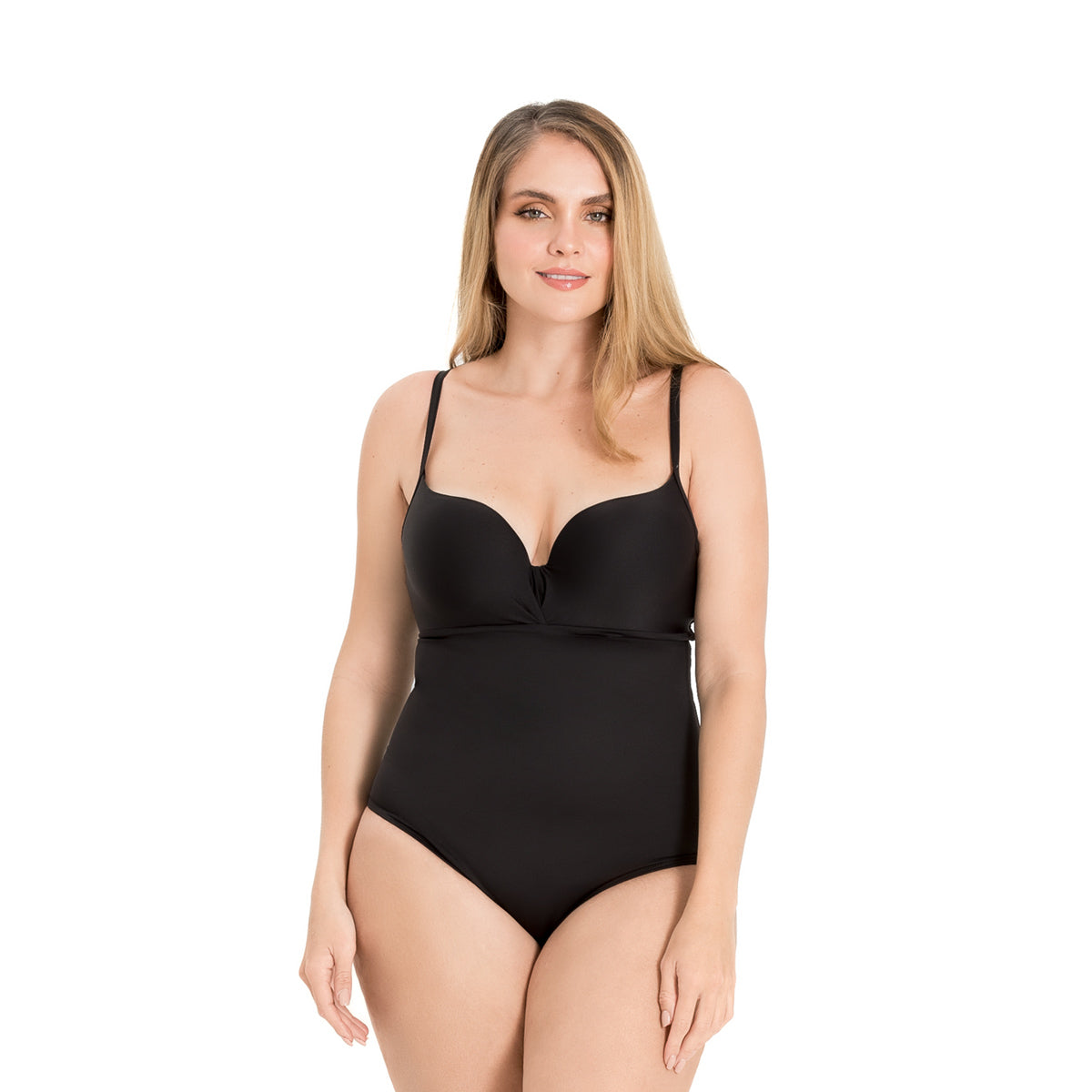 VESTIDO DE BAÑO ENTERO CON COPAS PREHORMADAS NEGRO