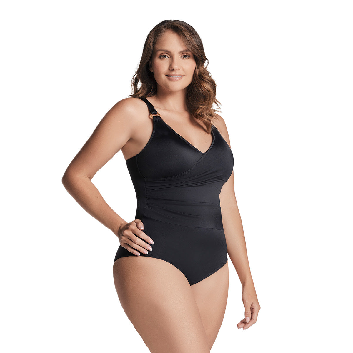 VESTIDO DE BAÑO ENTERO CON ESCOTE CRUZADO