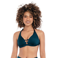 TOP DE VESTIDO BAÑO CON COPAS INCORPORADAS AZUL LUNAR