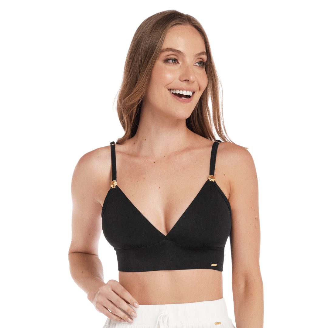 TOP DE VESTIDO DE BAÑO CON CARGADERAS GRADUABLES NEGRO
