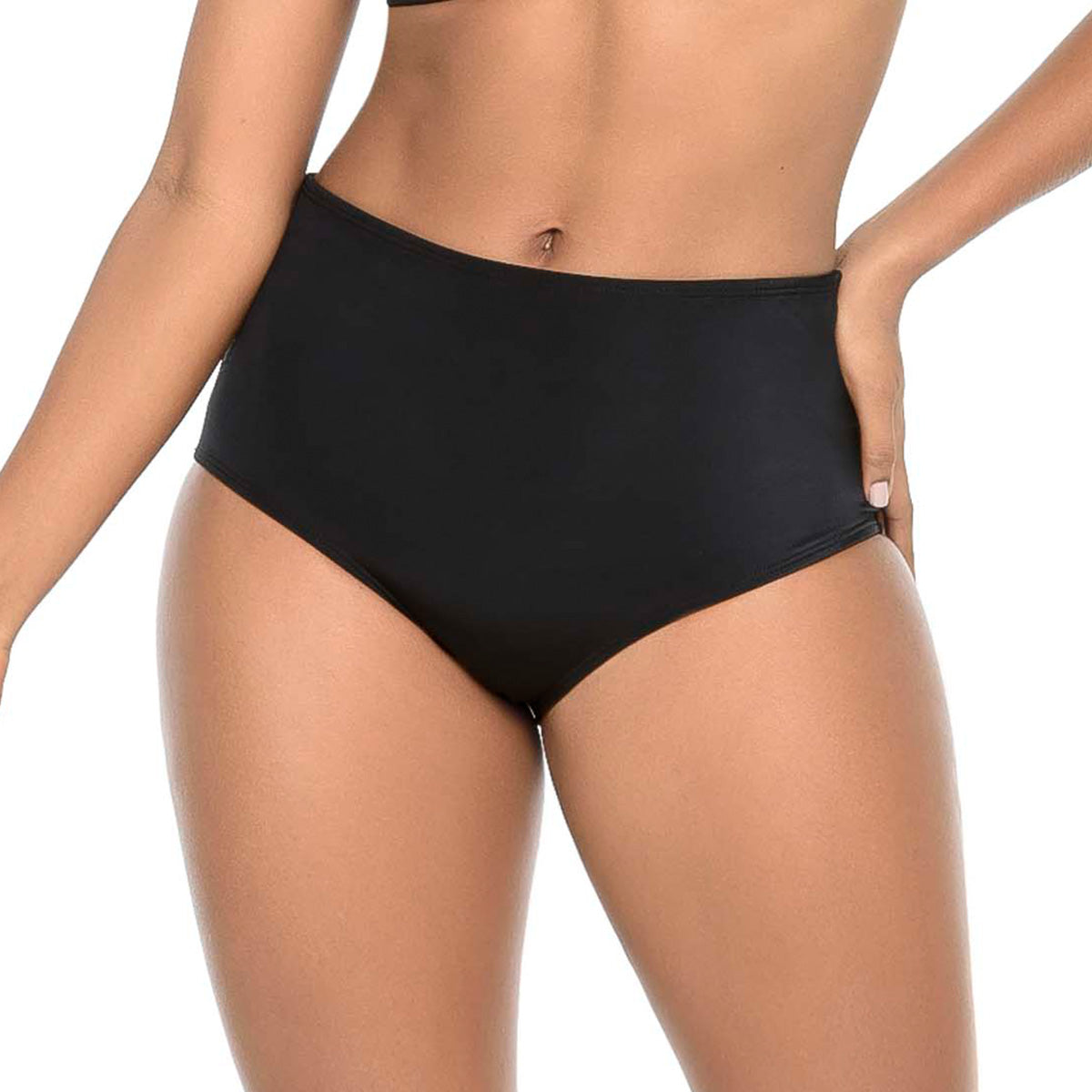 PANTY DE VESTIDO DE BAÑO TALLE ALTO NEGRO