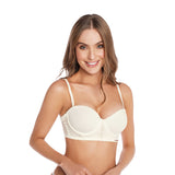 BRASIER STRAPLESS CON DISEÑO DECORATIVO EN CENTRO VAINILLA