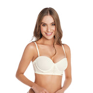 BRASIER STRAPLESS CON DISEÑO DECORATIVO EN CENTRO VAINILLA