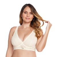 BRALETTE EN ENCAJE CON ARO Y ABROCHADURA ANCHA VAINILLA