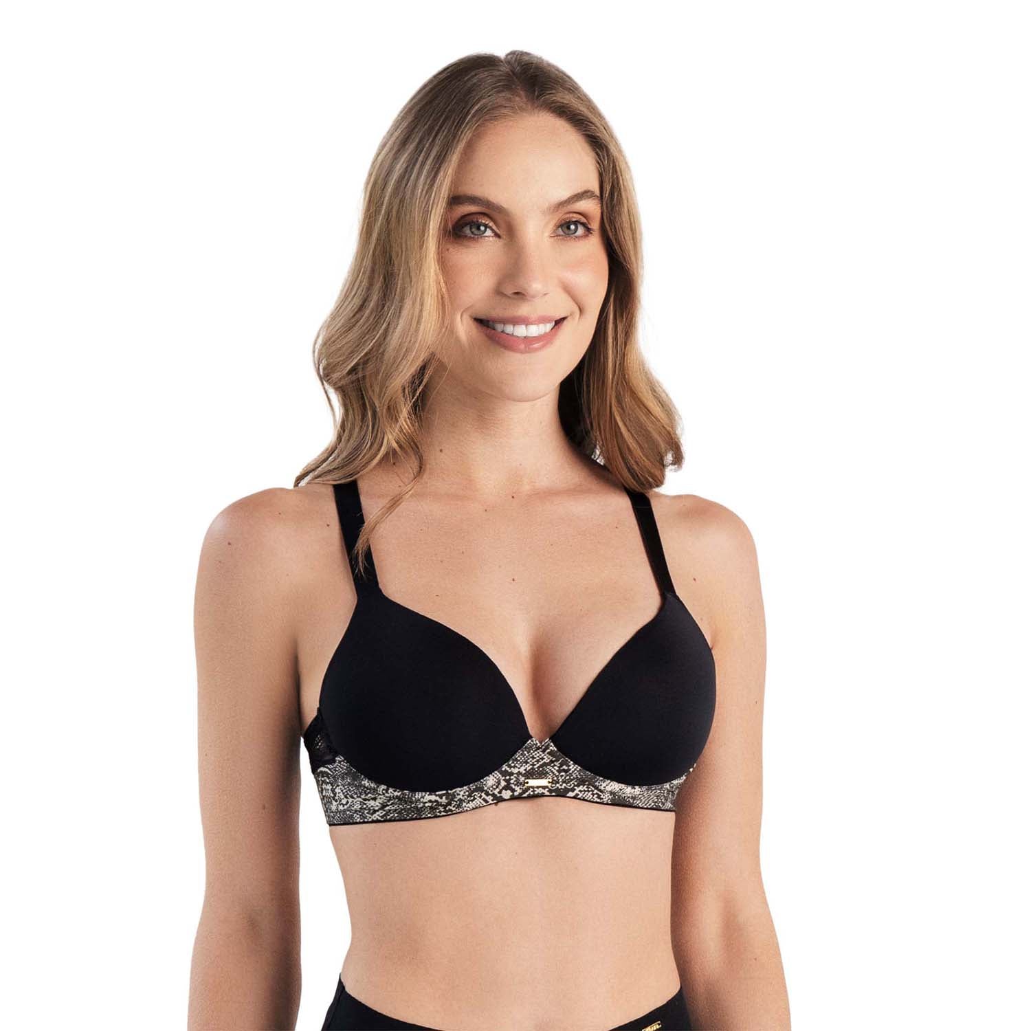 BRASIER CON DETALLE EN ENCAJE EN ESPALDA NEGRO PITON