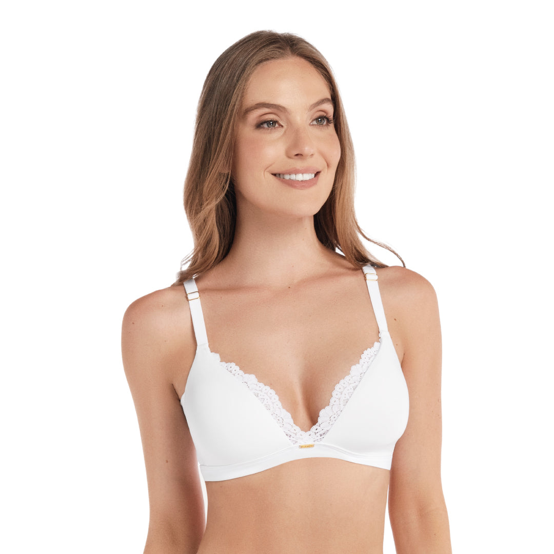 BRASIER TRIANGULAR CON ESCOTE EN ENCAJE BLANCO