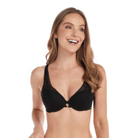 BRASIER CON ENCAJE Y ESPALDA DOBLE TELA NEGRO