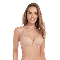 BRASIER CON ENCAJE Y ESPALDA DOBLE TELA PIEL LATTE