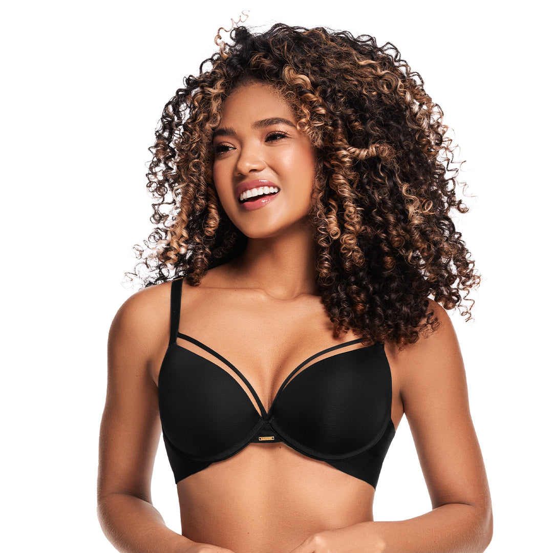 BRASIER SUPER REALCE CON SESGOS EN ESCOTE NEGRO