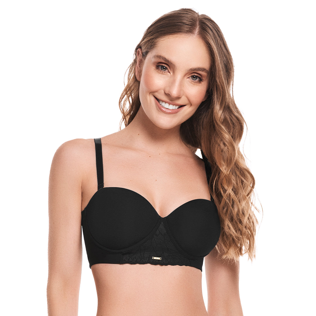 BRASIER STRAPLESS TIPO BUSTIER NEGRO