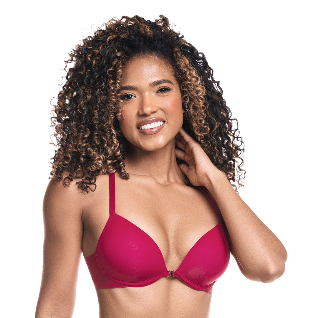 BRASIER SUPER REALCE CON ABROCHADURA DELANTERA ROJO RUBÍ