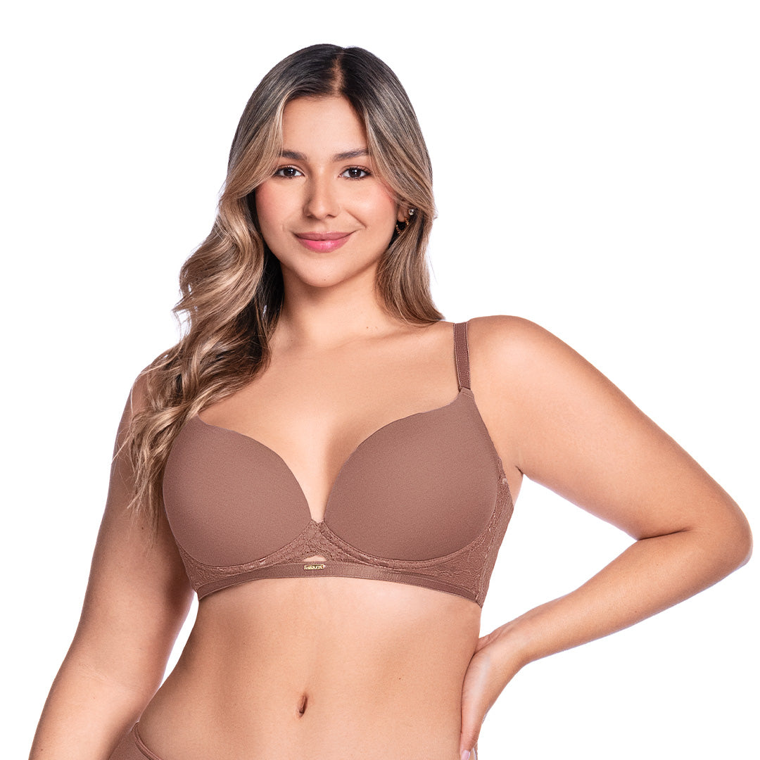 BRASIER DE REALCE NATURAL CON ENCAJE