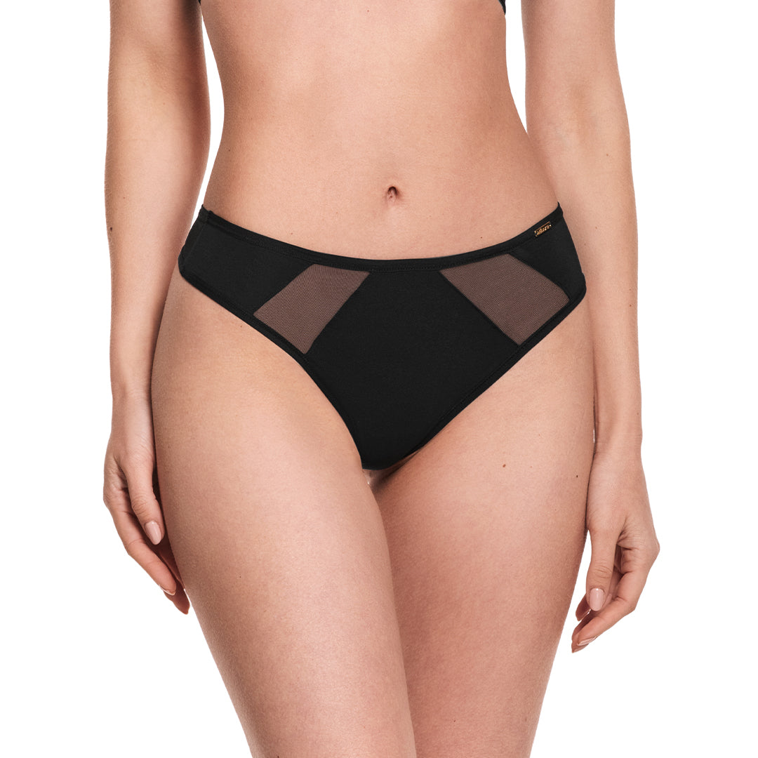 BRASILERA CON CORTES LATERALES EN MESH NEGRO