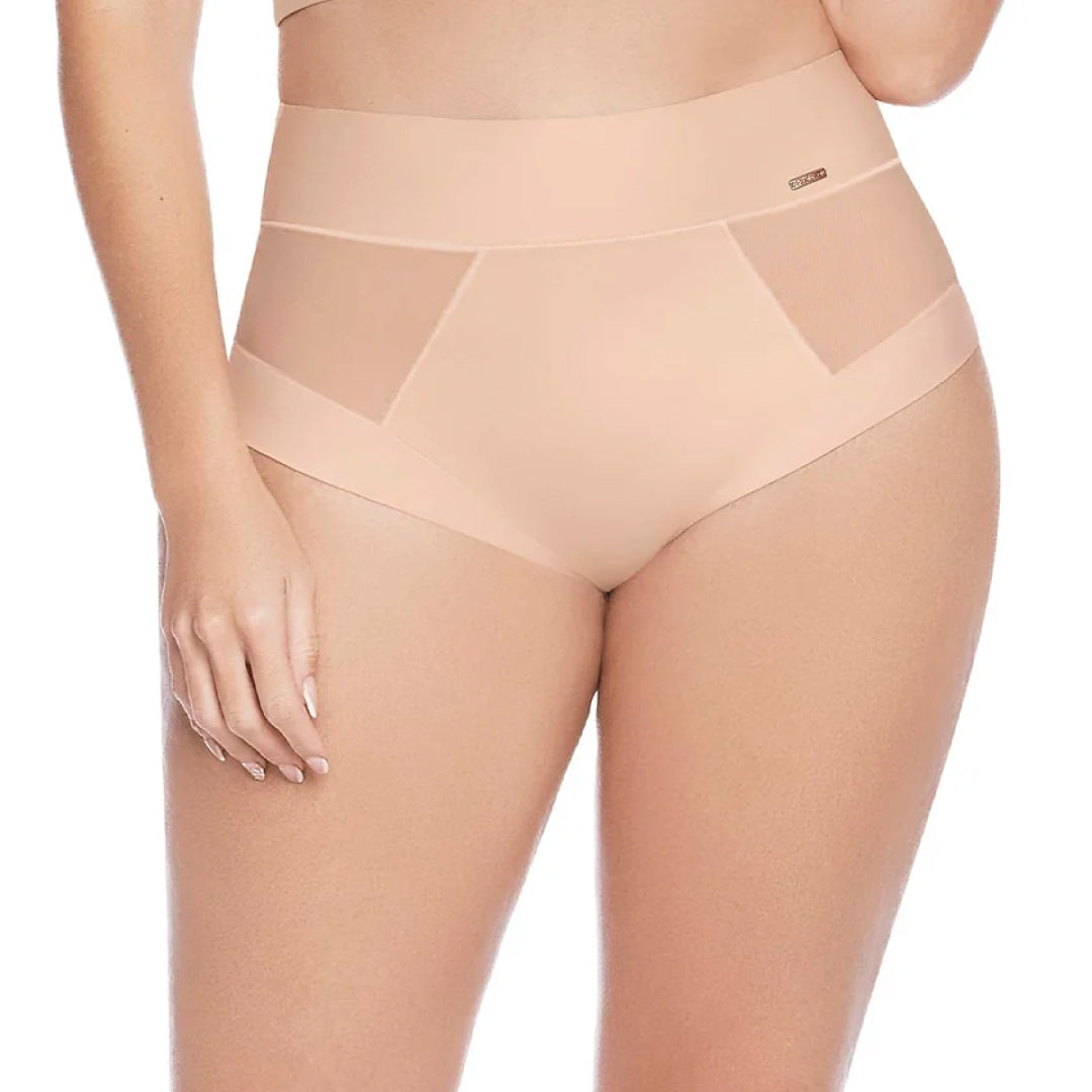 CACHETERO CON CORTES EN POWERNET PIEL LATTE