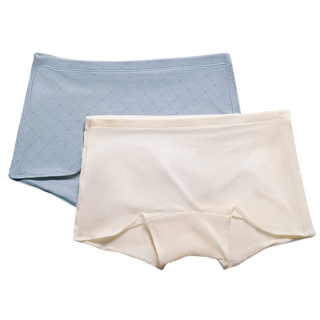 PAQUETE DE BÓXER X2 CON REFUERZO EN ALGODÓN MARFIL MENTA PUNTOS EST