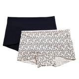 PAQUETE DE BÓXER X2 CON REFUERZO EN ALGODÓN NEGRO MARFIL HOJAS EST