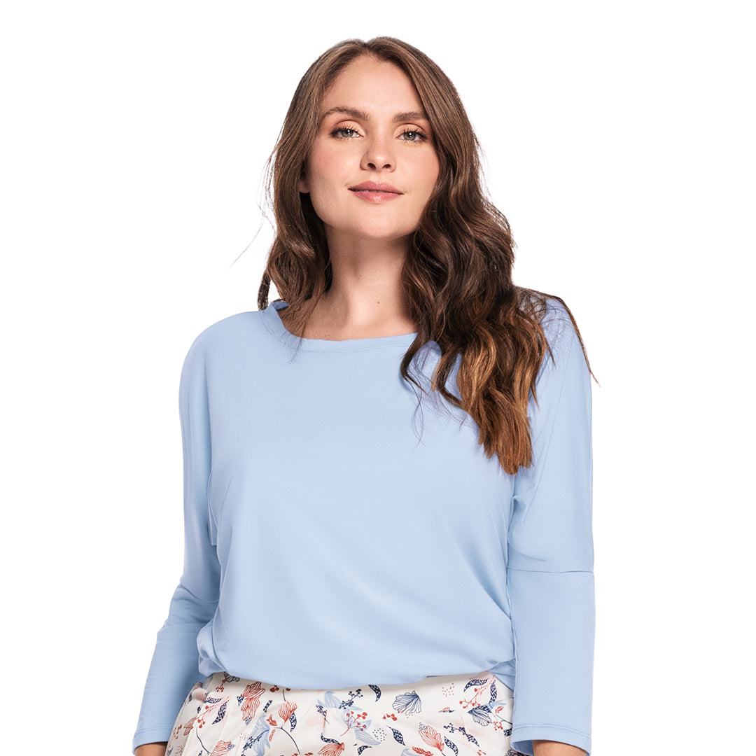 CAMIBUSO DE PIJAMA CUELLO BANDEJA AZUL SERENITY
