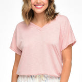 CAMISETA DE PIJAMA CON CUELLO EN V ROSA VINTAGE