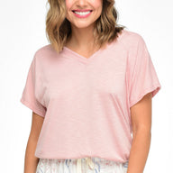 CAMISETA DE PIJAMA CON CUELLO EN V ROSA VINTAGE