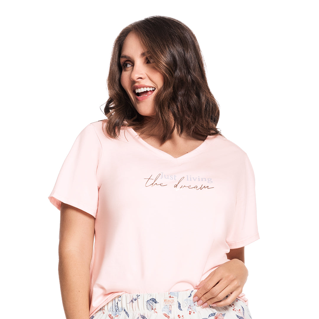 CAMISETA DE PIJAMA DE SILUETA AMPLIA ROSA HARMONY