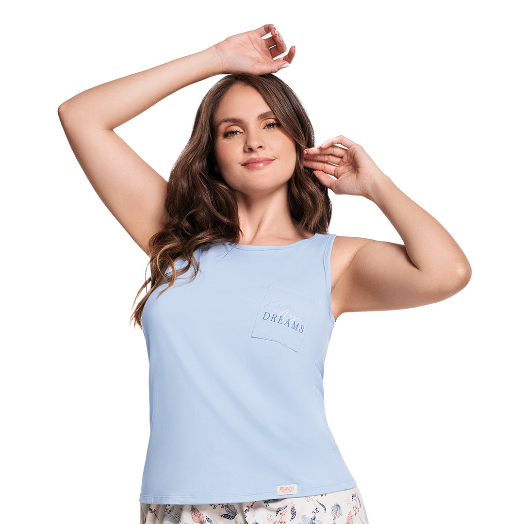 CAMISETA DE PIJAMA CON MANGA SISA AZUL SERENITY