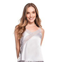CAMISETA DE PIJAMA CON DETALLE EN ENCAJE PLATEADO