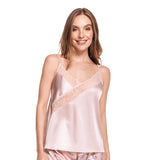 CAMISETA DE PIJAMA CON DETALLE EN ENCAJE ROSA CRISTAL