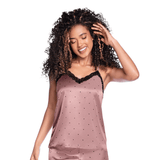 BLUSA DE TIRAS EN SATÍN CON ENCAJE