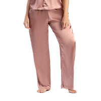 PANTALÓN DE PIJAMA CON ENCAJE EN BOTA ROSA LUJO