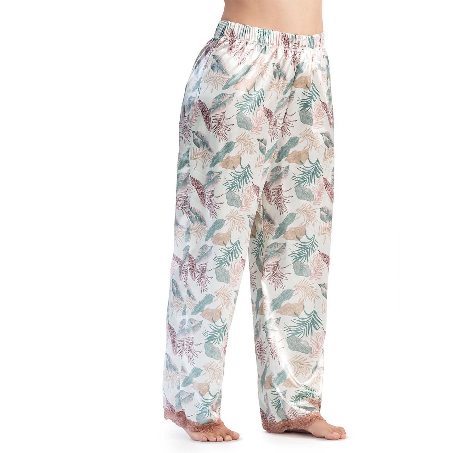 PANTALÓN DE PIJAMA CON ENCAJE EN BOTA VAINILLA SPRING