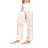 PANTALÓN DE PIJAMA ELABORADO EN SATÍN VAINILLA GEOMETRICO