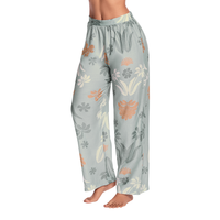 PANTALÓN DE PIJAMA EN EFECTO LINO AZUL ACUARELA