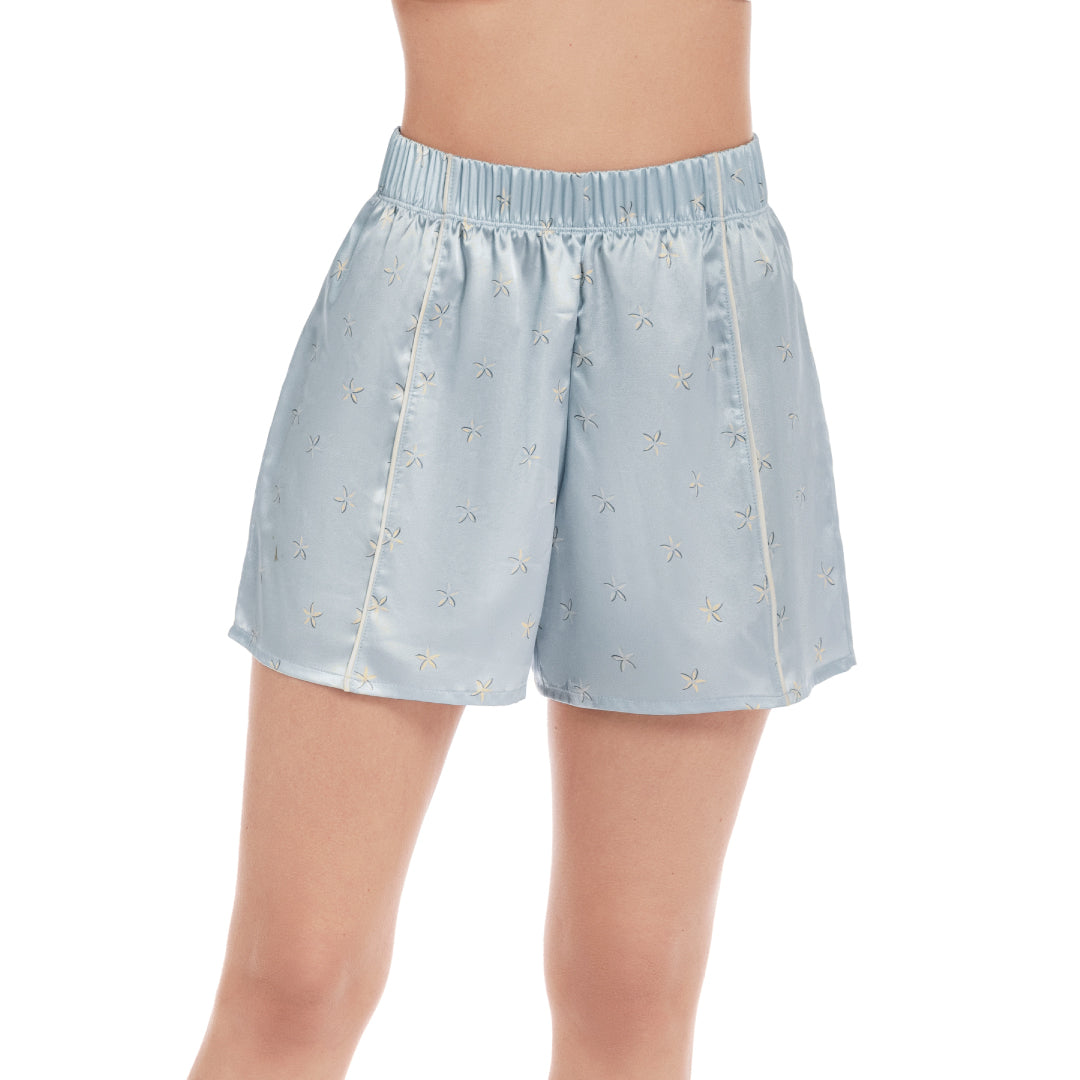 SHORT DE PIJAMA CON VIVO DECORATIVO AZUL JAZMIN