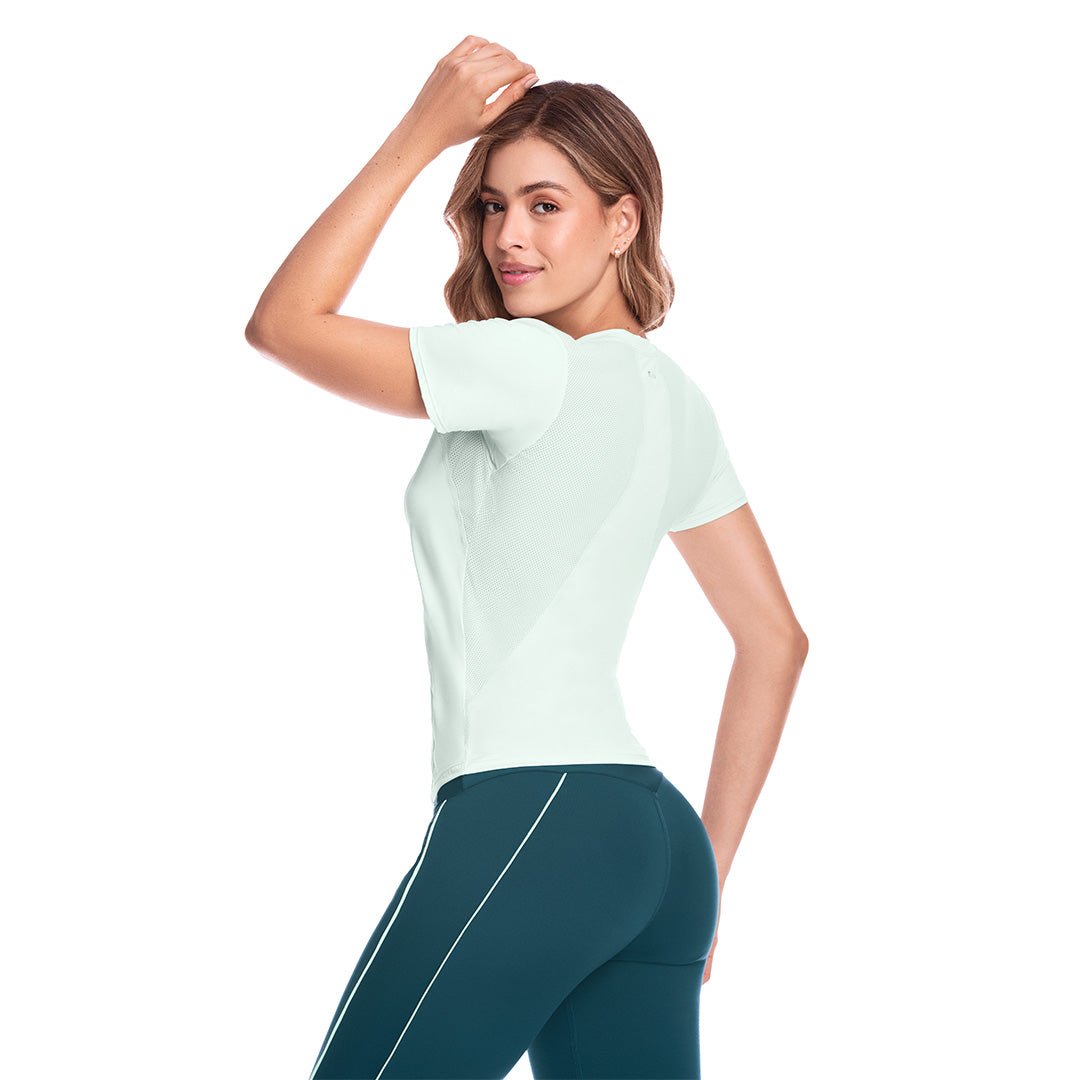 CAMISETA DEPORTIVA MANGA CORTA CON MALLA LATERAL MENTA ICE