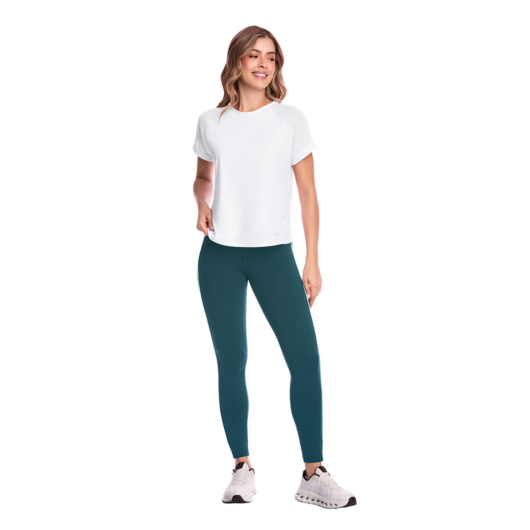 CAMISETA DEPORTIVA MANGA CORTA CON ESPALDA CRUZADA BLANCO