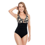 VESTIDO DE BAÑO ENTERO CON CONTROL DE ABDOMEN NEGRO PALMAS EST