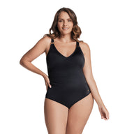 VESTIDO DE BAÑO ENTERO CON ESCOTE CRUZADO NEGRO