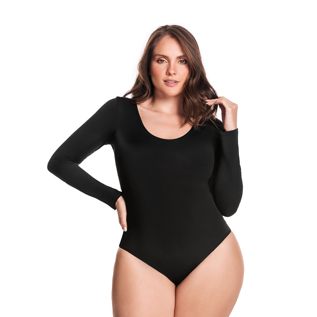 VESTIDO DE BAÑO ENTERO CON ELÁSTICO ANTIDESLIZANTE NEGRO