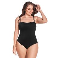 VESTIDO DE BAÑO ENTERO CON CARGADERAS FIJAS NEGRO
