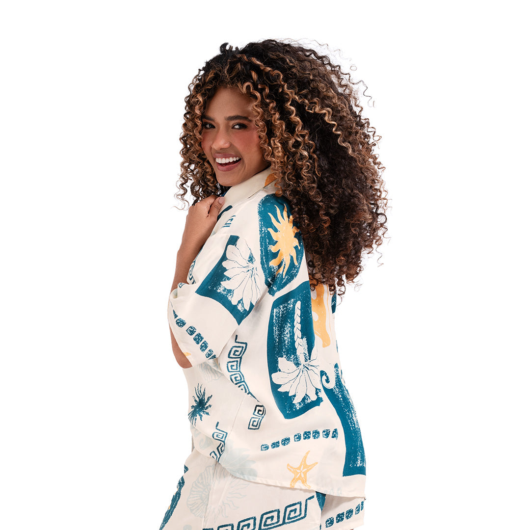 CAMISA SALIDA DE BAÑO ESTAMPADA PARA MUJER
