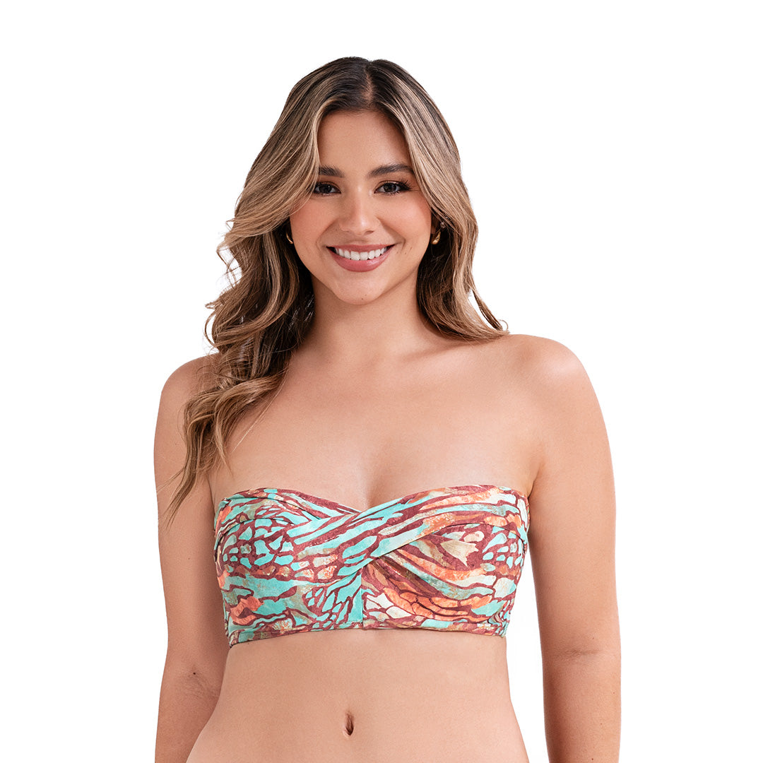 TOP DE BAÑO STRAPLESS PARA MUJER AGUA TERRA