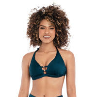TOP DE VESTIDO BAÑO CON COPAS INCORPORADAS AZUL LUNAR